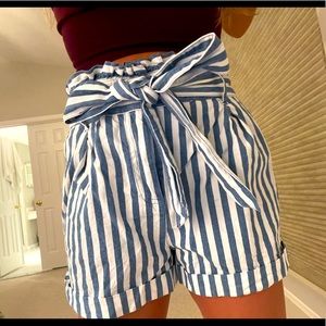 White & Blue nautical high waist shorts
